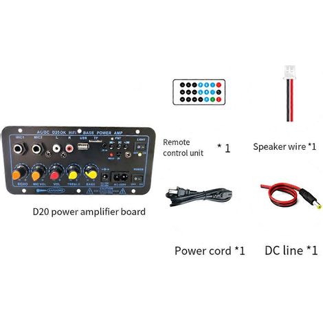 Carte d'amplificateur Bluetooth HiFiamplificateur de bassessubwoofercarte mère d'amplificateur audio karaoké (prise UE)noire (1/5)