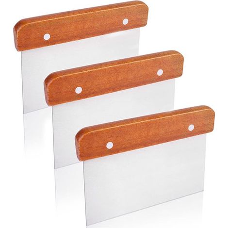 Raschietti per impasto, 4 raschietti per impasto in acciaio inox con misurino, raschietto per impasto in plastica utilizzabile per tagliare impasto e verdure, 4 pezzi (1/5)