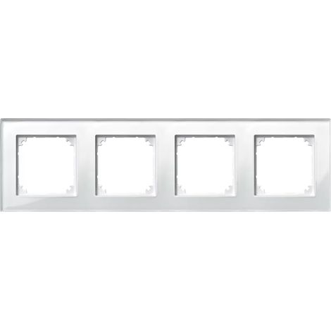 Merten M-PLAN-Echtglasrahmen, 4fach, Brillantweiß 489419 (1/2)