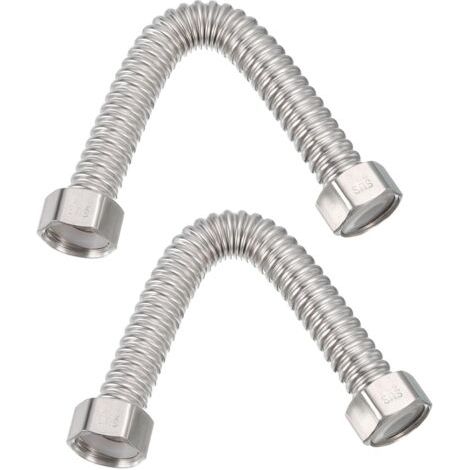 20mm x 20cm Tuyau Flexible de Chauffe-Eau d'Acier Inoxydable, 2 Pcs Tuyau de Connecteur de Chauffe-Eau Ondulé Durable, pour Raccord de Conduites d'Eau (1/4)