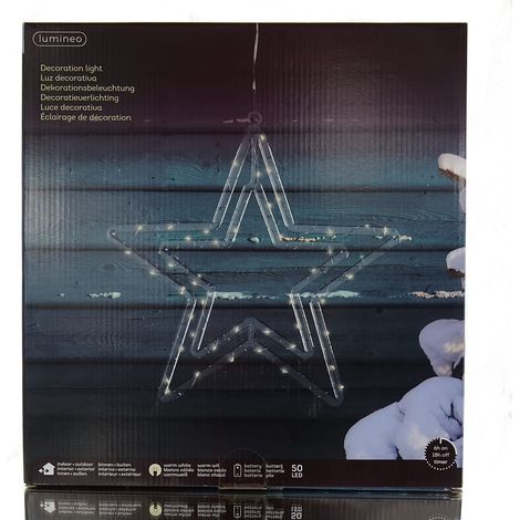 Lumineo Batterie Micro-LED Weihnachts-Doppelstern Transparent 50 Lichter Ø 34 cm - warmweiß (1/2)