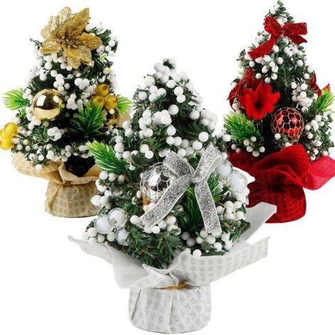 Lot de 3 petits mini sapins de Noël artificiels pour décorations de table de Noël (1/4)