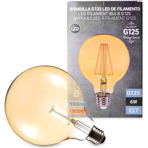 Ampoule LED E27 6W G125 Filament "Vintage Gold" (1/5)