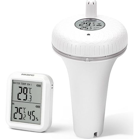 Thermomètre de Piscine Flottant sans Fil Radio avec Moniteur, Surveillance à Distance Thermometre de Température d'eau, Grand Écran (1/5)