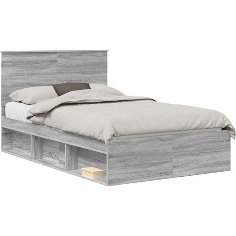 Maison Exclusive - Cadre de lit Gris Sonoma 120 x 190 cm Bois de pin massif (1/5)
