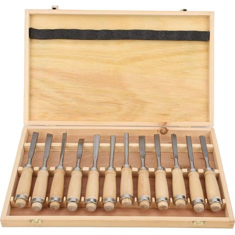 JUEGO GUBIAS TORNO M/MADERA 12 PZ.