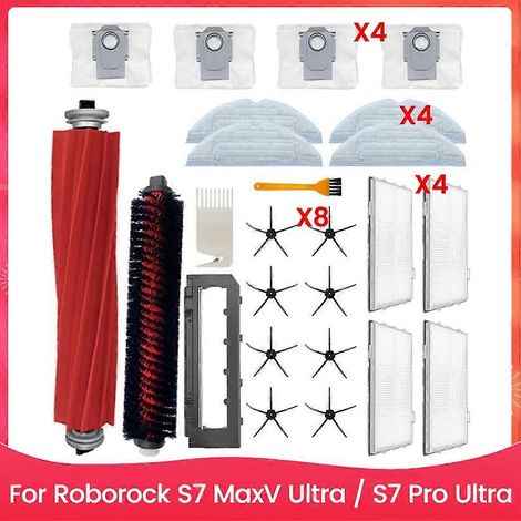 Filtre pour aspirateur brosse pour aspirateur Filtre de brosse pour aspirateur filtre de Accessoires Kit pour Roborock S7 MaxV Ultra / S7 Pro Ultra Aspirateur Main Side Brosse HEPA Filtre Serpillière (1/5)
