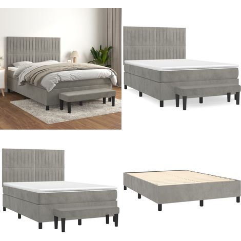 Boxspringbett mit Matratze Hellgrau 140x200 cm Samt - Samtbett - Boxspringbett - Doppelbett - Bettauflage - Schlafsystem - Home & Living (1/5)