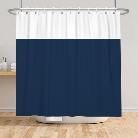 180x243cm Marron Blanc Bicolore Rideau de Douche Minimaliste Thème Tissu Polyester Rideau de Bain Classique Traditionnel Couleur Unie Rideau de Baignoire pour Salle de Bain avec Crochets (1/5)