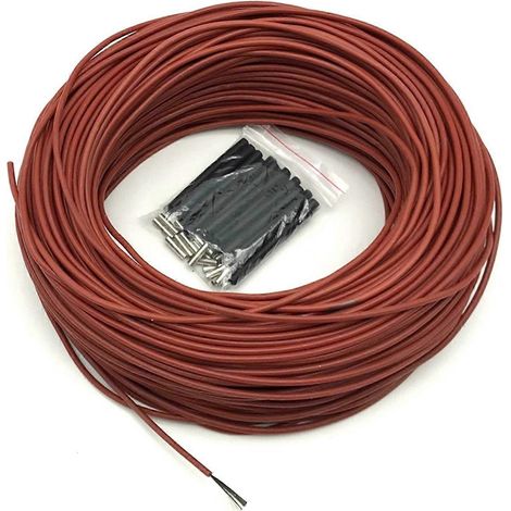 2 câbles chauffants en fibre de carbone 12K HEAT 50M 12K 33Ω/m, câble chauffant en silicone haute température de 3 mm pour chauffage au sol
