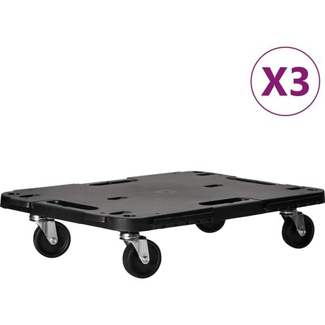 vidaXL Soportes con ruedas 3 uds polipropileno negro 58x38x12 cm (1/2)