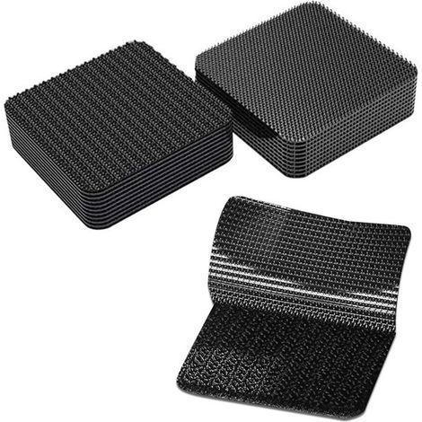20 Stück Klettstreifen mit Kleberückseite,5 cm × 5 cm starkes Klebeband,multifunktionales Teppichbefestigungsband,geeignet für Steckdosen (1/4)