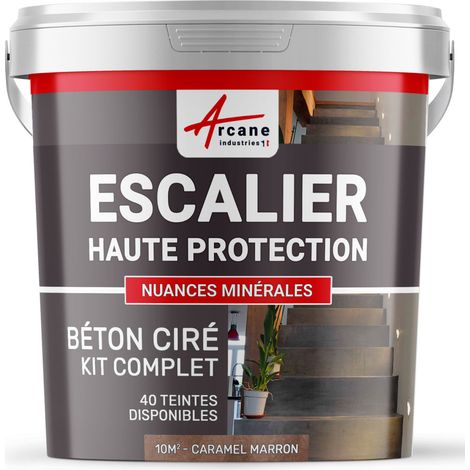 Béton ciré escalier, kit complet - 10 m² (en 2 couches) Caramel Marron - ARCANE INDUSTRIES (1/5)