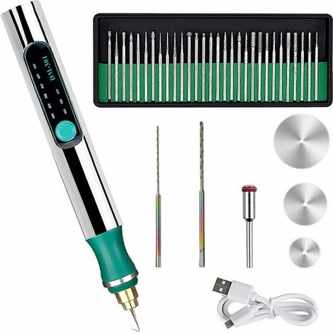 Stylo Graveur Électrique Mini Gravure Outil Sans Fil Usb Outil Rotatif Electrique 3 Niveaux de (1/4)