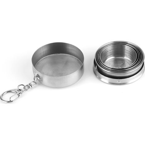 Gobelet pliable en acier inoxydable, tasse rétractable portable pour voyage, camping et barbecue extérieur, avec porte-clés. (1/5)