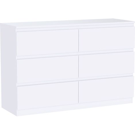 Denver 6 Drawer Chest of Drawers Bedroom Storage Furniture, White (1/5)