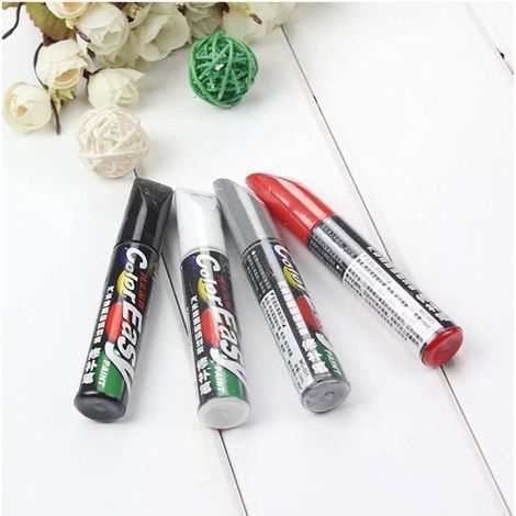 4 pièces de stylo de retouche de voiture portable pour réparer les rayures noir argent blanc rouge multicolore PEINTURE AUTO (1/4)