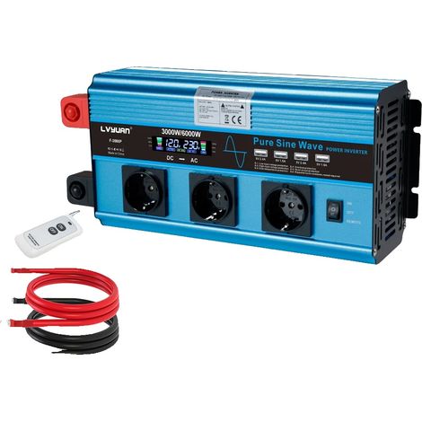 Onduleur, Onde Sinusoïdale Pure, Sortie USB, 12V 6000W UE (1/2)
