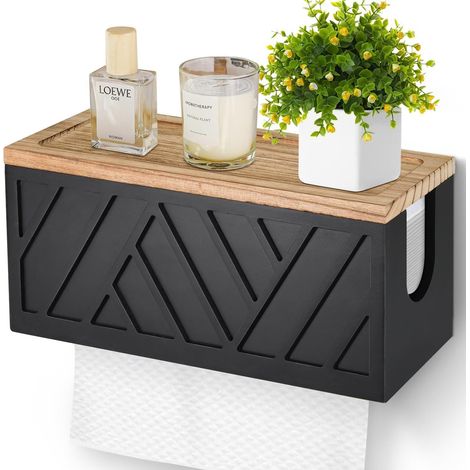 Soporte de papel higiénico de pared con almacenamiento - Soporte multifuncional para rollos de papel higiénico para baño y cocina. (1/2)