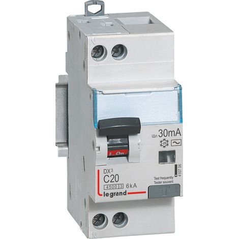 Legrand – Disjoncteur différentiel unipolaire 1P+NG C20 4,5/6kA AC – Courbe de déclenchement AC – Protection contre les surcharges et courts-circuits