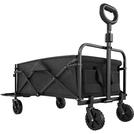 Carrello da esterno 114x46x92 cm Capacità 72L Pieghevole con Manico Regolabile in Acciaio e Tessuto Oxford Nero (1/5)