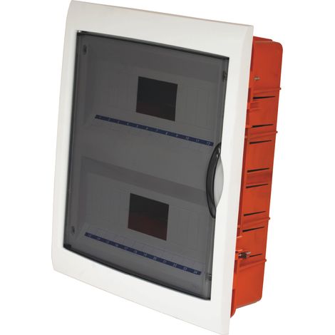 Unterputz schaltschrank 24 module mit weißem rahmen und getönter tür 315x365x80mm IP40 FAEG - FG14324