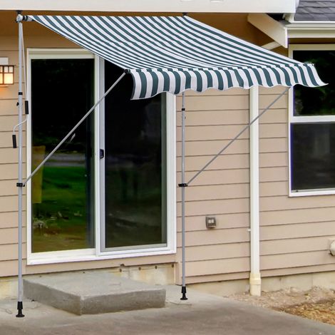 Outsunny Klemmmarkise mit Handkurbel höhenverstellbar Gelenkarmmarkise schmutzabweisend, witterungsbeständig Balkonmarkise 150cm breit Terrassenmarkise für Terrasse Balkon Veranda Grün