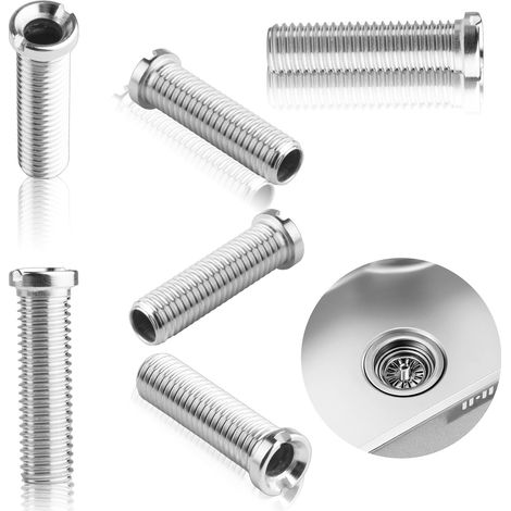 6 STK Hohlschraube Spüle 45mm Hohlschraube für Siebkorbventile, M12 Edelstahl Abflusssiebschrauben, Waschbecken Schraube für Küchenspülen Ablaufventil Schraube Zubehör, für Ventilabläufe 1.5" 3.5" (1/5)