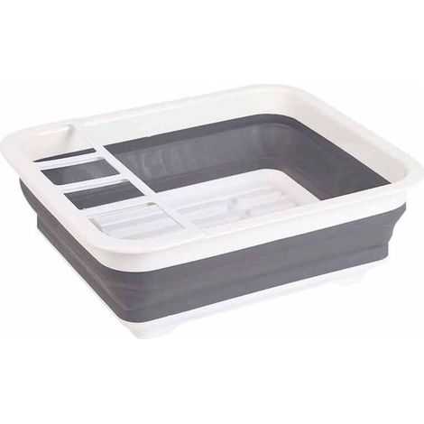 Égouttoir pliable et portable, idéal pour les cuisines, les camping-cars, les caravanes et les remorques, permettant un gain de place.