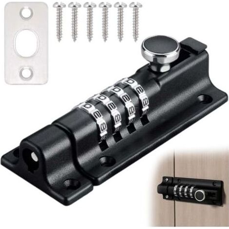 Verrou de Porte à Code, Serrure à Code, Imperméable Verrou à Combinaison à 4 Chiffres,Cadenas à combinaison (1/4)