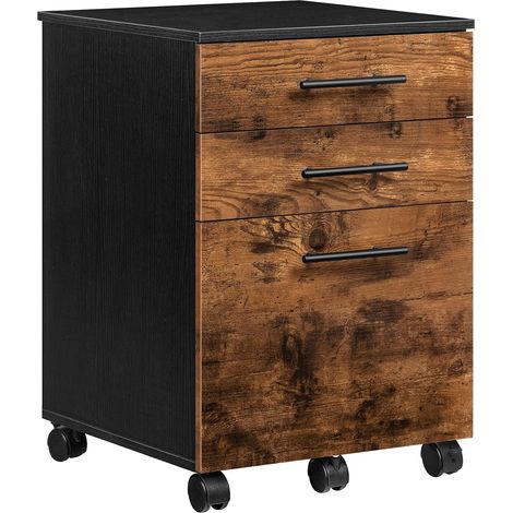 Rollcontainer, Rollen Aktenschrank mit 3 Schubladen, mobiler Büroschrank mit hängenden Aktenfächern, Büro, HOOBRO EBF02WJ01G1 (1/5)