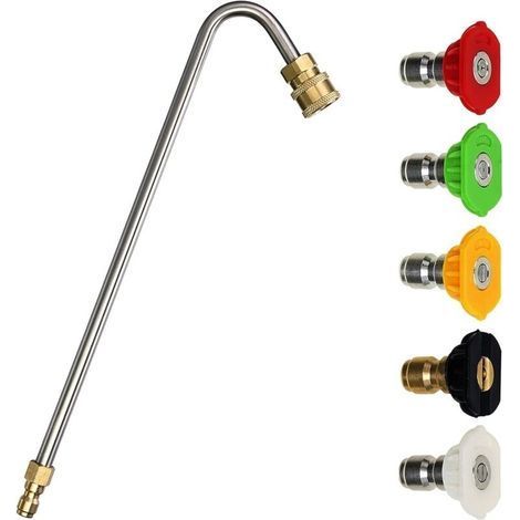 Nettoyeur haute pression pour gouttière, baguette d'extension coudée pour nettoyage de gouttière, 5 embouts de buse, raccord rapide 1/4", 33 cm (1/5)