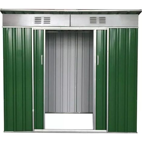 casetta in lamiera zincata domus verde con tetto piato 173x145x200 cm (1/2)