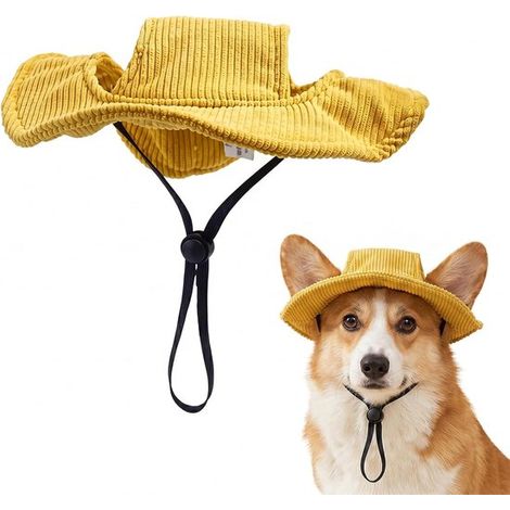Gorra de béisbol para perros, Visera ajustable de pana para verano con orificios para las orejas, Protección UV para cachorros y gatos, Azul, M (1/5)