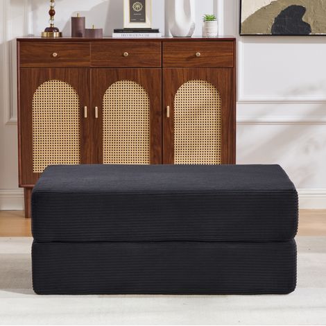 MEUBLIV Schlafsofa 112x95x67 cm, schwarz – ohne Montage, mit Seitentasche (1/5)