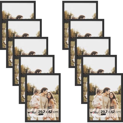 Lot de 10 Cadre Photo 29,7x42 cm WOLTU, Cadre pour Photo A3 en Bois MDF, Décoration Murale ou sur Table, Noir