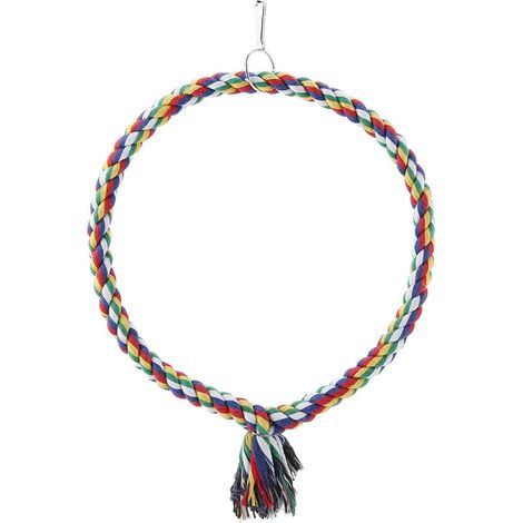 Perchoir rond en corde pour perroquet, support, balançoire, jouet à mâcher, accessoire de décoration pour cage à oiseaux (petit) (1/5)