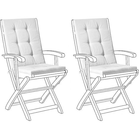 Conjunto de 2 cojines para asiento y respaldo de sillas de exterior con lazos blanco crema Maui