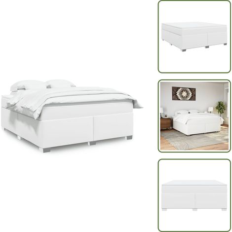Sommier à lattes de lit avec matelas Blanc 180x200cm Similicuir - Lit Double - Literie - Chambre À Coucher - Meuble De Chambre - Literie Blanche (1/5)