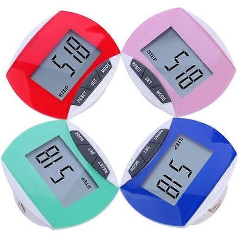 Podomètre multifonctionnel simple et portable avec clip pour hommes, femmes et enfants, mesure la distance parcourue (couleur aléatoire). (1/5)