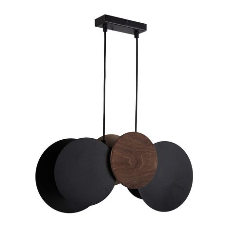 Suspension déco TOLA cercles bois foncé/noir 2xE27 Sigma (1/2)