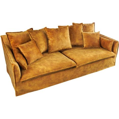 Sofa KALIA rechts – Samt Senfgelb – 3-Sitzer – Zeitgenössischer Stil