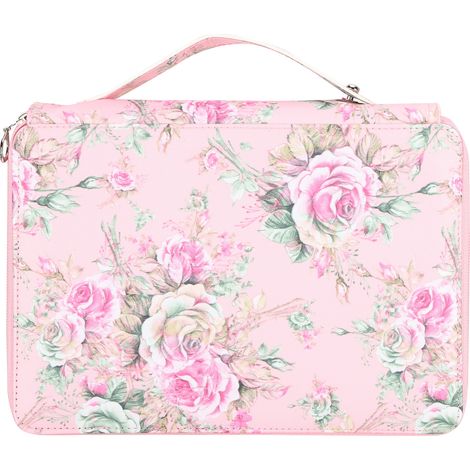 Pencil Case 200 Slots Rose Printed 4‑Layer Zipper Pen Holder Stationery Storage Pocket (1/5)