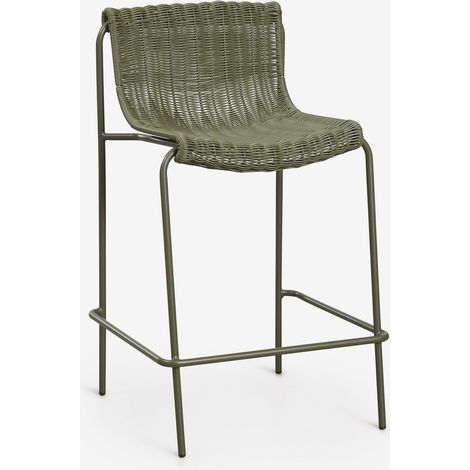 Set di 4 sgabelli alti da giardino in rattan sintetico e acciaio Revia SKLUM