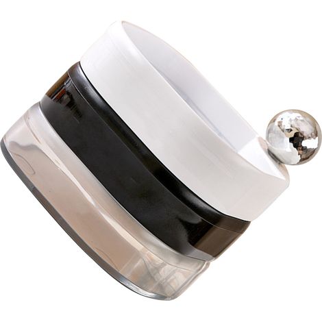 Coffret à bijoux rotatif multicouche en plastique anti-oxydation, boîtier tournant délicat pour bracelets et boucles d'oreilles, voyage, blanc noir transparent (1/5)
