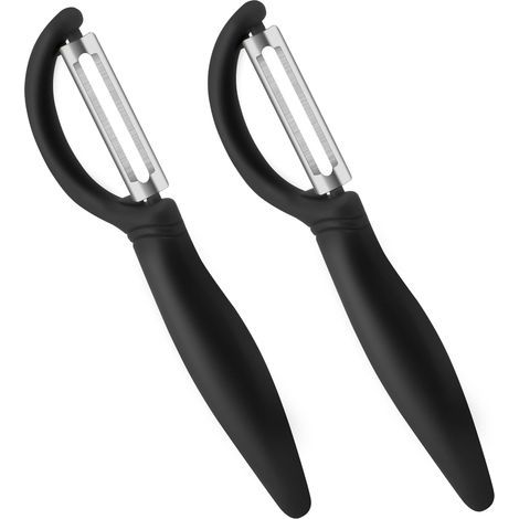 PCS Universal Peeler, Stainless Steel Vegetable Peeler, Manual Vegetable Peeler, Potato Peeler with Ergonomic Handle, Kitchen Peeling Knife for Vegetables and Fruits (Black) (1/5)