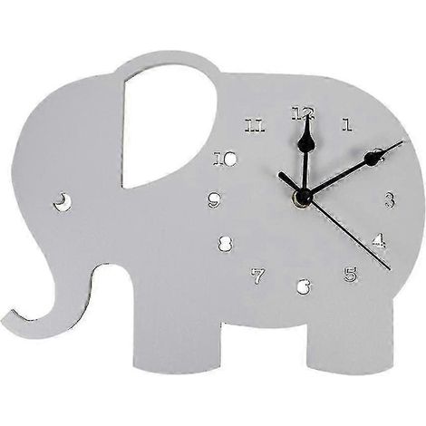 Horloge murale silencieuse en forme d'éléphant - Horloge décorative écologique en tilleul pour la maison et la chambre d'enfant (1/5)