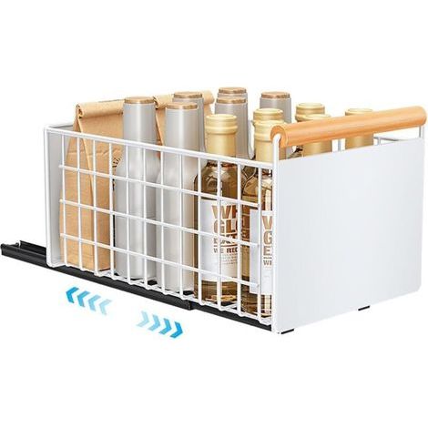 Organisateur adhésif de rangement de cuisine, tiroir coulissant de cuisine, tiroir d'armoire coulissant avec bac de drainage amovible L (1/5)
