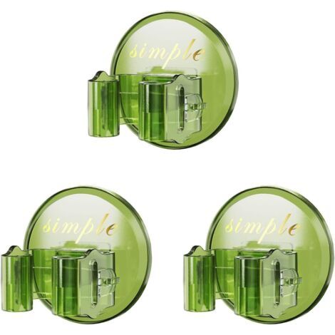 Lot de 3 crochets adhésifs pour balai et serpillères Vert (1/5)