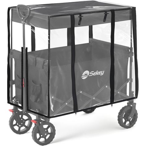 Sekey 75x50x65 cm Regenschutz Transparent für Bollerwagen Faltbar mit Dach (1/5)
